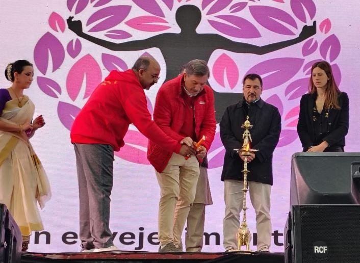 the Embassy of India in Buenos Aires successfully celebrated the 12th International Day of Yoga and Festival of India at Pabellón América, Villa Olímpica, Buenos Aires