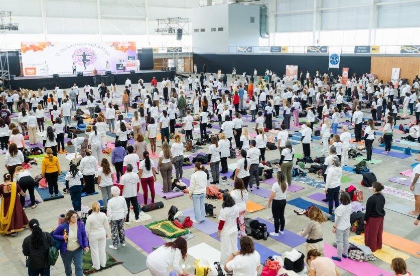 the Embassy of India in Buenos Aires successfully celebrated the 12th International Day of Yoga and Festival of India at Pabellón América, Villa Olímpica, Buenos Aires