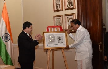 Vice President of India Venkaiah Naidu launches commemorative stamp as part of Gandhi@150 celebrations