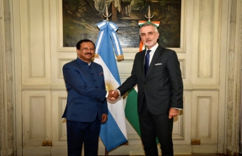 Visiting Minister of State for External Affairs, V. Muraleedharan was received by Argentinian Deputy Minister of Foreign Affairs Mr. Gustavo Rodolfo Zlauvinen
