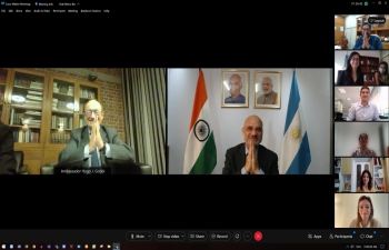 Ambassador Dinesh Bhatia hosted a virtual meeting between Departmente of Science and Tecnology, Government of India and Ministry of Science and Technology of Argentina to boost cooperation