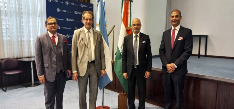 Ambassador Dinesh Bhatia joined Ritesh Shukla & Anubhav Sharma from NPCI met Miguel Angel Pesce, President of Banco Central