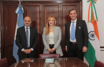 Ambassador Dinesh Bhatia met Senator Anabel Sagasti & Mr. Pablo Portuso, Director of IMPSA at Senado Argentina