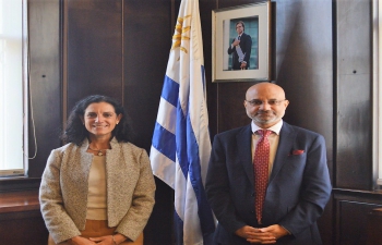 Ambassador Dinesh Bhatia met with Ms. Azucena Arbeleche, Minister of Economy at Ministry of Economy and Finance, Montevideo