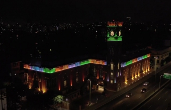 Magnificent illumination of iconic monuments in Buenos Aires City in Indian Tricolor on the occasion of 74th Republic Day of India. 