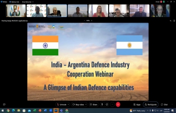 Ambassador Dinesh Bhatia joined by Daniela Castro,  Secretary at Ministry of Defence Argentina & Jayant Kumar from Ministry of Defence, Government of India to inaugurate first-ever webinar on India - Argentina Defence Cooperation