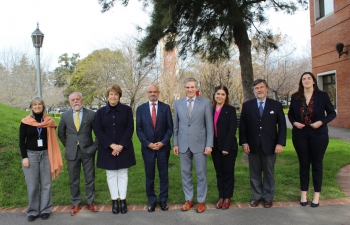 Ambassador Dinesh Bhatia was received by Rector Julián Rodriguez at Austral university