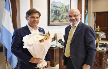 Ambassador Dinesh Bhatia congratulated Axel Kicillof, on winning second term as Governor of Buenos Aires Province